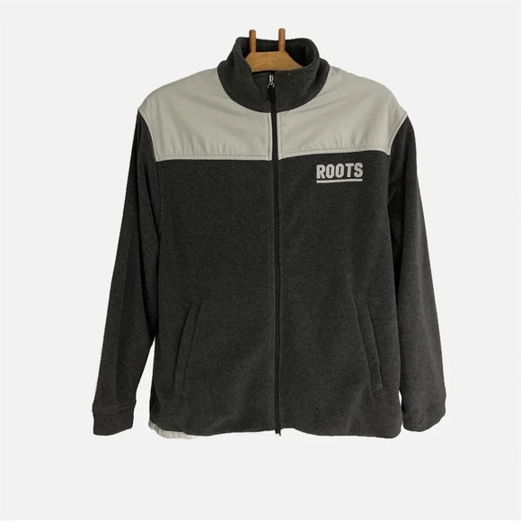 Roots Athletics Men’s Fleece Zip Up Jacket Gray Medium Size 40 Pockets Cozy Fall - Picture 10 of 10